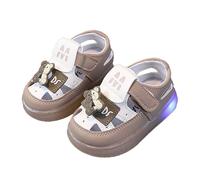 Cartoon Squeaky Toddler First Shoes - Slip-On Rubber Sole, Khaki/Beige, Squeaker Sound, Sole Length 11.5-13.5cm, Unisex#g