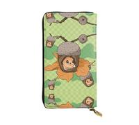 Cartoon squirrel Long leather wallet, portable credit card holder, zippered coin purse, and ID compartment