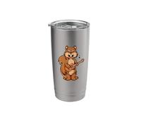 Cartoon Squirrel Playing Ukulele Stainless Steel Insulated Tumbler