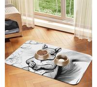 cartoon squirrel print PU Leather Feeding Mat for Dogs Cats Pet Food Mat Absorbent Non-Slip Rubber Bottom