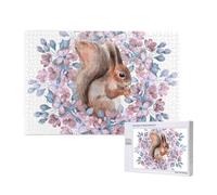 Cartoon Squirrel With Flowers,1000 Pieces Wooden Jigsaw Family Game Jigsaw Puzzles for Adults Teens Home Decor