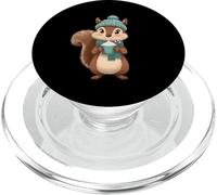 Cartoon Squirrel with Hot Chocolate and Winter Outfit PopSockets PopGrip for MagSafe