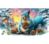 Cartoon-squirrels-playing-by-a-forest-stream 1000 Pieces Jigsaw Puzzles Recycled Paper Fun and Challenging Family Game Puzzle Game Great Gift Idea for Decompression 70x50/1000pcs