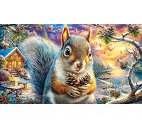 Cartoon-squirrels-playing-by-a-forest-stream Puzzle for Adults 1000 Piece Impossible Hard Difficult Challenging Educational Game Decompression Fun Present & Activity for Home 70x50/1000pcs