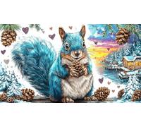 Cartoon-squirrels-playing-by-a-forest-stream Puzzle for Adults Kids 1000 Pieces Challenging Puzzles Fun Present & Activity for Home Recycled Paper for Decompression and Wall Decor 70x50/1000pcs
