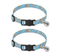 Cartoon Star Corgi Blue Metal Bell Included Small Dog Collar 2 Pack Collars for Puppies