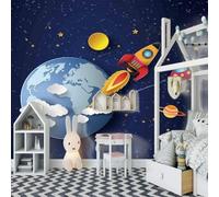 Cartoon Starry Sky Planets Universe Stars 3D Wallpaper Easy Install Feature Office Living Room Sofa Bedroom TV Background Wall Decoration-300cm×210cm