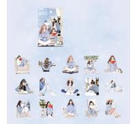Cartoon Sticker Reading Girl Stickers Journal Stickers Decorative Sticker Art Supplies for Scrapbook Diary Decoration Luggage Lovely Reading Girl Art Supplies for Laptop Skateboard