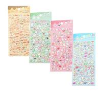 Cartoon Stickers, 3D Puffy Design, 9x20.5cm, Cute Animal Fruit Bubble Stickers, Small Bread Shaped Adhesive Decals, Portable Sticker Size, for Diary Notebook Laptop