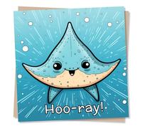 Cartoon Stingray Birthday or Celebration Card - Stingray Design - Made in UK
