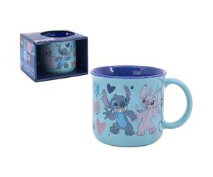 CARTOON Stitch and Angel Disney Double Colour Pattern Ceramic Mug Cup Breakfast Bowl 12oz for Kids