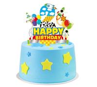 Cartoon Story 2nd Birthday Cake Toppers, Blue Sky and White Clouds Rocket Party Decorations, Suitable For Toy Themed Party Supplies