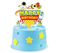 Cartoon Story Themed Birthday Cake Toppers, Blue Sky White Clouds Little Rocket Party Decorations, Suitable For Toy Themed Party Supplies