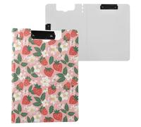 Cartoon Strawberries with Daisy Clipboard Folder, A4 Size Folder Clipboard with Pen Slot for Office School