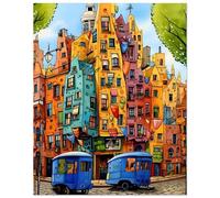Cartoon Street Car Puzzles 120 for Adults,jigsaw puzzles for adults 120 Pieces Puzzle Home Challenging Educational Games Home Decoration puzzle Gifts
