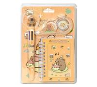 Cartoon Student Stationery Set with Twin Coil Binding Notebook Multicolor Ballpoint Pen White Out Corection for Student School Supplies