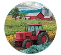 Cartoon Style 1000pcs (67.5x67.5cm) Erwachsenenpuzzle - Red Tractor Driving through A Green Lettuce Field Erwachsenenpuzzle DIY-Puzzlespielzeug