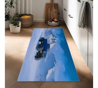 Cartoon Style Kitchen Runner Rug 60 x 180 cm, Snowy Mountains Car Stripes Printed Non-Slip Carpet Runners, Washable Entrance Long Carpet for Living Room Hallway Entryway Bathroom Laundry Room