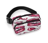 Cartoon Style Lips Fanny Pack Belt Bag with Adjustable Strap Fashion Waist Bag for Outdoor Sports Hiking