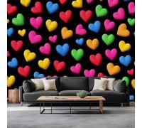 Cartoon Style Photo Picture Wallpaper Cute Colorful Heart Wall Mural for Living Room, Bedroom, Bathroom, Office, Dining Room, Kid's Room Decoration Wall Covering 500 x 280 cm