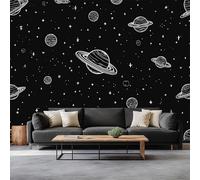 Cartoon Style Photo Wallpaper Galaxy Stars Stripes Art 3D Wall Paper, Large Wall Murals Hd Printing Water Proof for Living Room Bedroom Bathroom Kitchen 450 x 280 cm