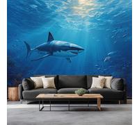 Cartoon Style Photo Wallpaper Ocean Animals Sharks Corals Art 3D Wall Paper, Large Wall Murals Hd Printing Water Proof for Living Room Bedroom Bathroom Kitchen 400 x 280 cm