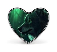 Cartoon Style Skull Lapel Pin Heart Brooches And Pins - Metal Badge for Shirts, Jackets, Hats | Durable Fashion Accessory & Gift for Men, Women, Events, Green wolf, Love form