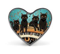 Cartoon Style Skull Lapel Pin Heart Brooches And Pins - Metal Badge for Shirts, Jackets, Hats | Durable Fashion Accessory & Gift for Men, Women, Events, Four black cats lying on the piano keyboard
