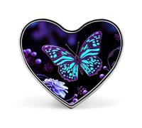 Cartoon Style Skull Lapel Pin Heart Brooches And Pins - Metal Badge for Shirts, Jackets, Hats | Durable Fashion Accessory & Gift for Men, Women, Events, Purple butterfly and flowers, Love form