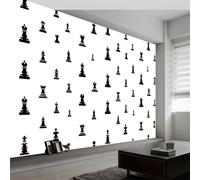 Cartoon Style Wallpaper Murals 500W x 280H cm Photo Poster, Black White Elephant Chess Geometric Wall Photo Mural Wallpaper - Wall Art for Living Room Bedroom Children's Room Corridor Game Room