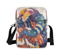 Cartoon Stylish King Vulture Bird Patriotic Blue Red Color crossbody messenger bag Vegan Leather Crossbody Bags For Women Casual Handbag For Travel