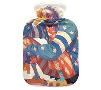 Cartoon Stylish King Vulture Bird Patriotic Blue Red Color hot-Water Bottle with Soft Cover, 2L Warmer Bag for Pain Relief, Neck Shoulder Warmer, Bolsa Caliente para Dolores musculares
