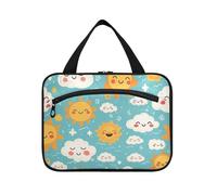 Cartoon Sun and Cloud Partten Hanging Toiletry Travel Bag with Hook, Designer Unisex Makeup Bag for car for Men Vacation bolsos para Hombre L