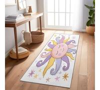 Cartoon Sun Stars Runner Rug 80X240 Cm Long Hallway Carpet Narrow Runner For Corridor Kitchen Bedroom Non-Slip Yellow Floor Runner Washable Thin Area Rug