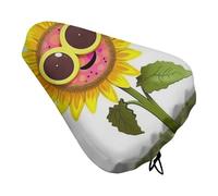 Cartoon Sunflower Bike Seat Cover - Universal Adjustable Straps, Waterproof Non-Slip Bicycle Saddle Protector, Sun & Dust Protection Bike Saddle Cover