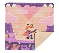Cartoon Superstar Fox Stage Purple Large Non-Slip Baby Gym & Activity Mat for Indoor Outdoor Washable Baby Crawling Mat for Babies Infants Toddlers, 50'' x 50''