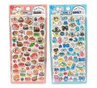 Cartoon Sushi Embossed 3D Sticker for Sensory Exploration Creative Decal Craft and Kids Activity Embossed Resin Sticker