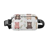 Cartoon Sweet Bear White Fashion Waist Bag Fanny Pack for Women Men Teens Mini Crossbody Passport Bag with Adjustable Strap for Travel Vacation Running