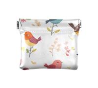 Cartoon Sweet Bird White PU Leather Small Coin Purse Convenient Mini Card Holder Wallet for Lady, cartoon sweet Bird white, One Size, Print Art