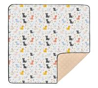Cartoon Sweet Cat White Soft Foam Baby Activity Play Mat for Floor Comfortable Tummy Time & Crawling Mat for Babies Infants Toddlers, 50'' x 50''