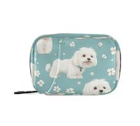 Cartoon Sweet Dog White Travel Bag with Detachable Compartments Convenient Day Pill Organizer for Purse