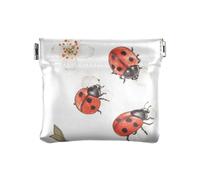 Cartoon Sweet Lady Bug White Women Leather Coin Purse Unique Card Key Organizers for Lady, cartoon sweet Lady Bug White, One Size, Print Art