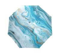 Cartoon Swirling Marble Pattern Blue Umbrella Automatic Folding Men Women Travel Umbrellas Auto Open Close Sun Blocking Windproof