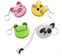 Cartoon Tape Measure Set of 4 - 0-150 cm / 0-60 Inch Automatic Retractable Measuring Tape with Key for Ring, Cute Animal Shapes (Panda, Frog), ABS+PVC, Compact