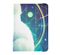 Cartoon Tarot Astrology White Cat Leather Passport and Vaccine Card Holder Combo Wallet Passport Holder Badge ID Vaccine Card Holder Wallet Waterproof, Cartoon Tarot Astrology white cat, One Size