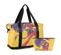 Cartoon Tasmanian Devil Cool Animal Patriotic Color_48097_4 Travel Weekender Gear Bag with Wet Pocket Adjustable Strap Travel Tote Gym Bag for Hiking Large Capacity for Men Women