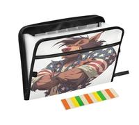 Cartoon Tasmanian Devil Cool Animal Patriotic Color File Folder Organizer 13 Pockets A4 Letter Size with Zipper Closure for Office Supply Expanding File Jackets carpeta de