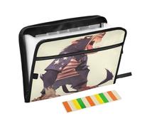 Cartoon Tasmanian Devil Cool Animal Patriotic Color Organizer Expanding Folder 13 Pockets A4 Letter Size with Zipper Closure for Office Supplies File Folder with Pockets organizador