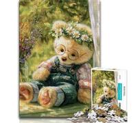 Cartoon Teddy Bear 1000 Piece Jigsaw Puzzles for Adults & Teens,Help The Brain Exercise Addictive Toys to Cultivate Patience A Work of Art (38x26cm)