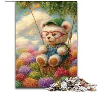 Cartoon Teddy Bear Adult Jigsaw Puzzles 1000 Pieces, Staycation Kill Time Every Piece Is Unique - Challenging Family Fun Game (size 50x75cm)